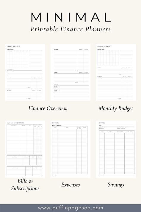 Browse our collection of minimal and functional financial planning inserts for your 2021 Finance and Budget Planner! #financialplanning #financeplanner Business Planner Printables, Printable Financial Planner, Financial Planner Printables, Financial Planning Printables, Planner Writing, Budget Planner Template, Budget Planner Printable, Small Business Planner, Monthly Planner Printable