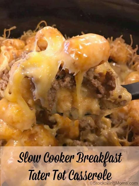 This Slow Cooker Breakfast Tater Tot Casserole is a family favorite. I love the holiday season, it is my favorite time of the year.  It is the season where we try to spend time with family and friends and those who matter the most to us. Breakfast Tater Tot Casserole, Breakfast Casserole Crockpot, Tator Tot Breakfast, Breakfast Crockpot, Casserole Crockpot, Tater Tot Casserole Recipe, Tater Tot Breakfast Casserole, Tater Tot Casserole Recipes, Crockpot Breakfast Casserole