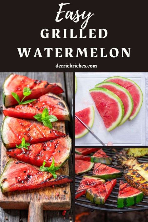 Easy Grilled Watermelon - This easy grilled watermelon makes the perfect grilled fruit dessert for any cookout, potluck, or party. Use it salsas and salads too! #watermelon #grilled #grilledfuir #grilleddessert #easyrecipe via @derrickriches Grilled Fruit Dessert, Watermelon Wedge, Grilled Watermelon, Grilled Desserts, Foil Dinners, Grilled Fruit, Grilled Pineapple, Campfire Cooking, Fruit Dessert