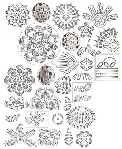 Irish crochet motifs Crochet Russe, Írska Čipka, Irish Lace Crochet Pattern, Irish Crochet Flowers, Cardigan Au Crochet, Russian Crochet, Crochet Embellishments, Irish Crochet Motifs, Irish Crochet Patterns