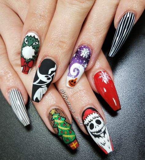 Jack Skellington Nails Christmas, Nightmare Before Christmas Nails Xmas, Jack Skellington Nails Acrylic, Nbc Nails, Jack Skellington Christmas Nails, Uñas Jack Skellington, Jack Skellington Nails, Nightmare Before Christmas Nails, Nail Art Noel