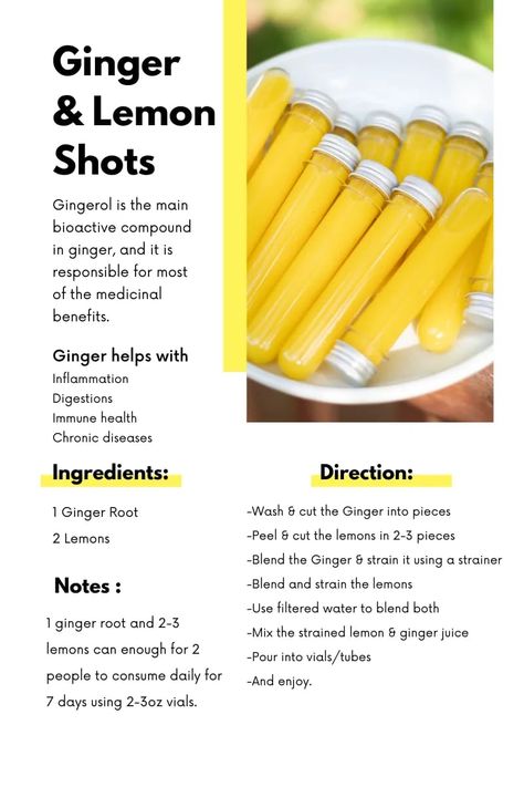 Juice Recipes With Ginger, Ginger Health Shots Recipe, How To Make Lemon Ginger Shots, Ginger Shots For Inflammation, Easy Ginger Shots, Making Ginger Shots, Diy Ginger Shots Blender, Ginger And Cayenne Shots, Homemade Ginger Juice