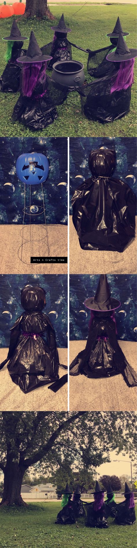 Witches Circle Halloween yard decoration. 💜🧡💜🧡💜🧡 #Halloween #halloweencrafts #halloweenyarddecorations #halloweenwitch #witch #witches #halloweenwitchescircle Witch Decor Halloween Inside, Witches Yard Decorations Diy, Witch Circle Halloween Decoration, Circle Of Witches Halloween Decor, Diy Witches Yard Decor, Diy Witch Circle Decoration, Halloween Yard Decorations Witches, Halloween Outdoor Witches, Halloween Witches Decorations Outdoor Diy