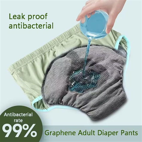 Washable Incontinence Underwear for Men Heavy Leakage, Loose Cotton Reusable Leakproof Adult Cloth Diapers for Elderly (3X_l,Green) Panty Sewing, Retirement Village, Incontinence Pads, Website Ideas, Under Pants, High Water, Social Worker, Cloth Diapers, Beautiful Words