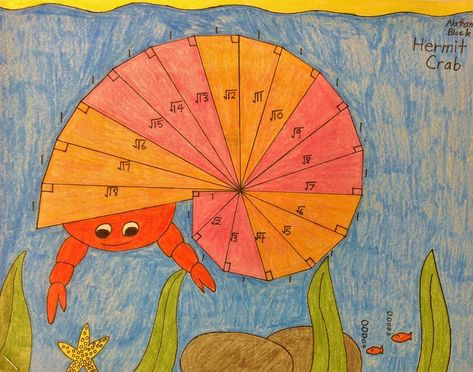 Hermit Crab...wheel of Theodorus Pythagorean Spiral, Fibonacci Spiral Art, Pythagoras Theorem, Sacred Geometry Art Mandalas, Math Art Projects, Spiral Math, Maths Activities Middle School, Geometry High School, Reading Unit