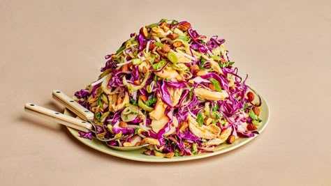 Bob’s Chicken and Cabbage Salad Chicken Cabbage Salad, Chicken Cabbage, Dairy Free Salads, Sesame Ginger Dressing, Crunchy Chicken, Chicken And Cabbage, Sesame Ginger, Ginger Dressing, Raw Almonds