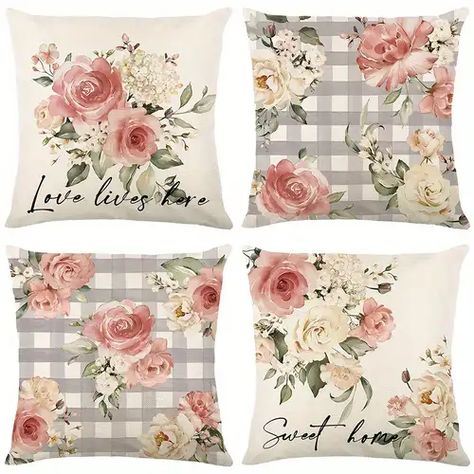 4pcs Spring Bicycle Car Letter Colorful Flower Throw Pillow Cover Home Sofa Cushion Cover Linen Blend Throw Pillow Home 18*18 Inches Pillow Insert Not Included - Home & Kitchen - Temu Spring Pillow, Spring Farmhouse, Patio Couch, Farmhouse Throw Pillow, Spring Pillows, Spring Decorations, Decorations For Home, Flower Throw Pillows, Floral Throw Pillow Covers