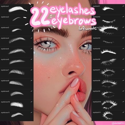 22 Eyelashes&eyebrows brush pack for PROCREATE APP Julia Razumova, Eyebrows Brush, The Sims 4 Skin, Makeup Cc, Sims 4 Body Mods, Procreate Ipad Art, Procreate Brushes Free, Brushes For Procreate, Procreate Tutorial