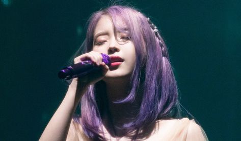 Iu Purple Hair, Iu Purple, Iu Hair, Girl Hair Colors, Muted Purple, Muted Pink, Pink Purple Blue, Korean Actresses, Purple Hair