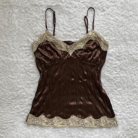 vintage y2k brown japanese plisse satin babydoll... - Depop Thrift Business, Babydoll Cami Top, Satin Babydoll, Japanese Y2k, Coquette Top, Babydoll Cami, Y2k Cami, Y2k Boho, Ballet Girls