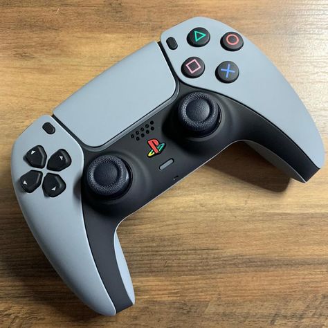 LaZa Modz LLC | The Classic PS1 DualSense PS5 controller. • Proprietary, Premium Gray Finish *soft feeling yet stronger than any other finish on the… | Instagram Ps5 Controller Custom, Gaming Cafe, Custom Ps5, Cool Electronic Gadgets, Custom Controller, Controller Stand, Ps5 Controller, Playstation Controller, Play Station