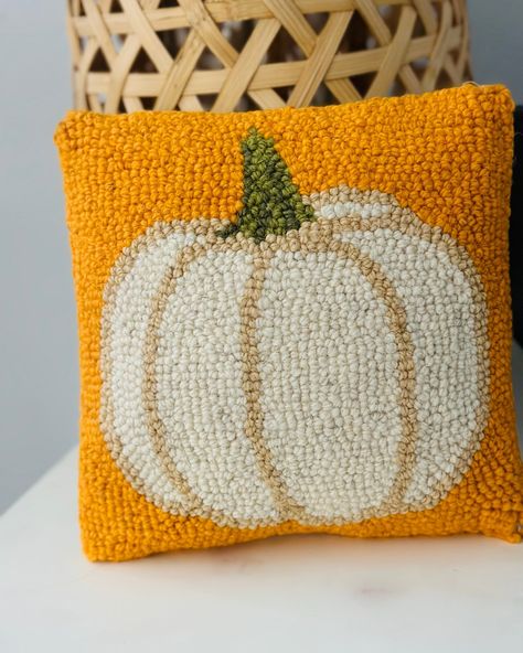 Add a touch of cozy autumn charm to your home with our 100% wool hooked Fall Pumpkin Pillow. This handcrafted 8x8" accent pillow is a perfect blend of quality and comfort, featuring a beautiful pumpkin design that brings the festive spirit to any room. With a soft poly velvet back and a plush blown-in fill, it's a cozy addition to your seasonal decor. Whether you're dressing up your living space for the holidays or looking for the perfect Thanksgiving or fall gift, this charming pillow is ... Halloween Punch Needle, Punch Needle Pillow, Halloween Punch, Pumpkin Pillow, Beautiful Pumpkins, Perfect Thanksgiving, Pumpkin Pillows, Cozy Autumn, Fall Gifts