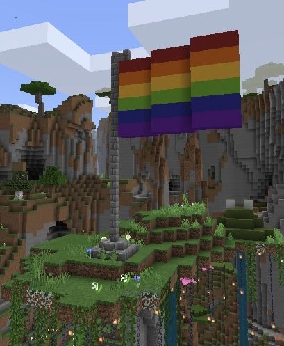 Pride Month Minecraft Builds, Minecraft Lesbian Flag, Pride Flags Minecraft, Minecraft Flag Build, Pride Flag Minecraft Banner Tutorial, Pride Minecraft Builds, Minecraft Rainbow House, Minecraft Pride Flag, Minecraft Pride Builds