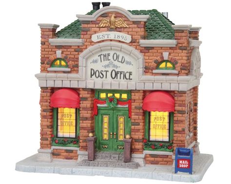 The Old Post Office Office Cartoon, Christmas Village Decorations, Christmas Tree Village, Lemax Christmas Village, Lemax Christmas, Old Post Office, Village Christmas, Pottery Houses, Christmas Village Houses