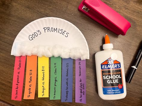 God's Promises Rainbow - Faith-filled Fun Church Lessons For Kids, Gods Promise Rainbow, God's Promises For Kids, Kids Ministry Lessons, Ark Craft, Gods Promise, Summer Activities For Toddlers, Sunday School Coloring Pages, Bible Object Lessons