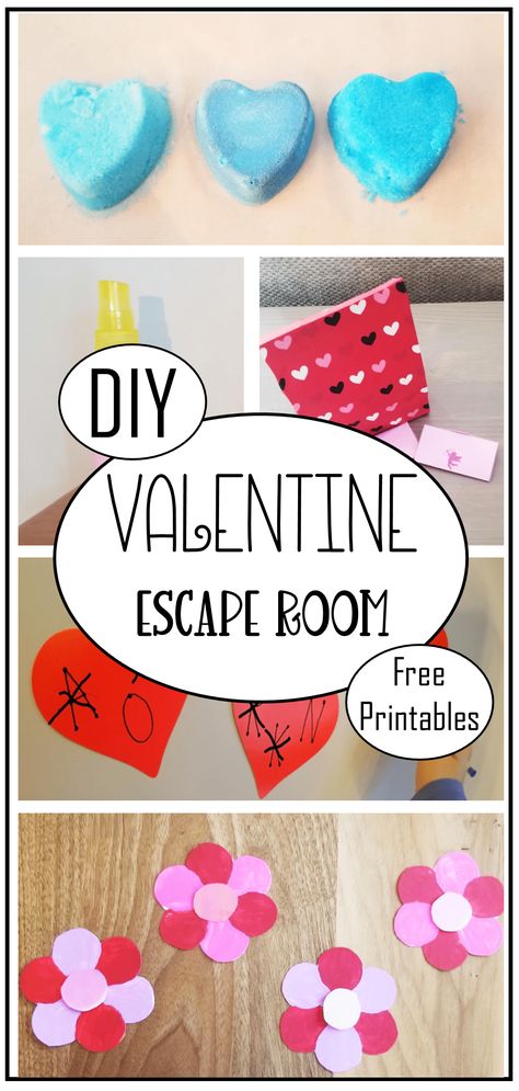 The pin shows three blue hearts, a bag with Valentines, hearts with letters and four colorful flowers. Valentine’s Day Escape Room For Kids, Valentine Escape Room For Kids, Valentines Group Activities, Homeschool Valentines Day Ideas, Valentines Escape Room, Valentines Day Stem, Elementary Valentines, Valentine Stem, Valentine's Activities