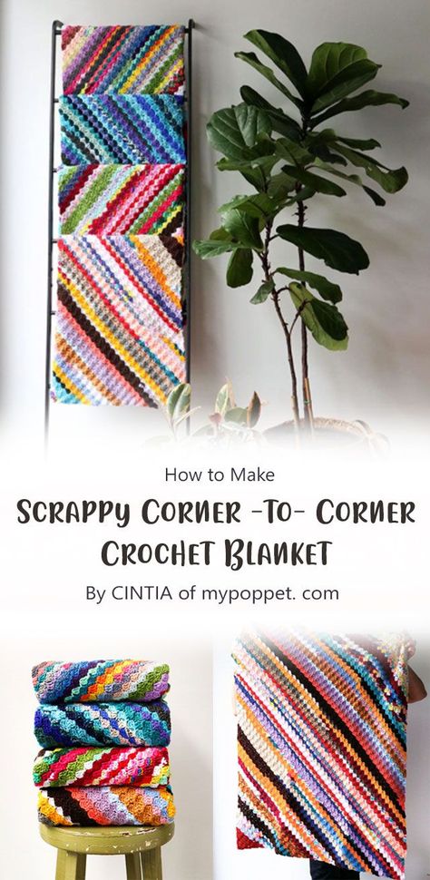 Scrapbuster Crochet Projects, C2c Scrap Blanket, Yarn Buster Crochet Blanket, Yarn Stash Buster Ideas, Crochet Project With Leftover Yarn, Leftover Yarn Blanket, Crochet Patterns Leftover Yarn, 1 Ball Of Yarn Project Crochet, Crochet Projects For Leftover Yarn