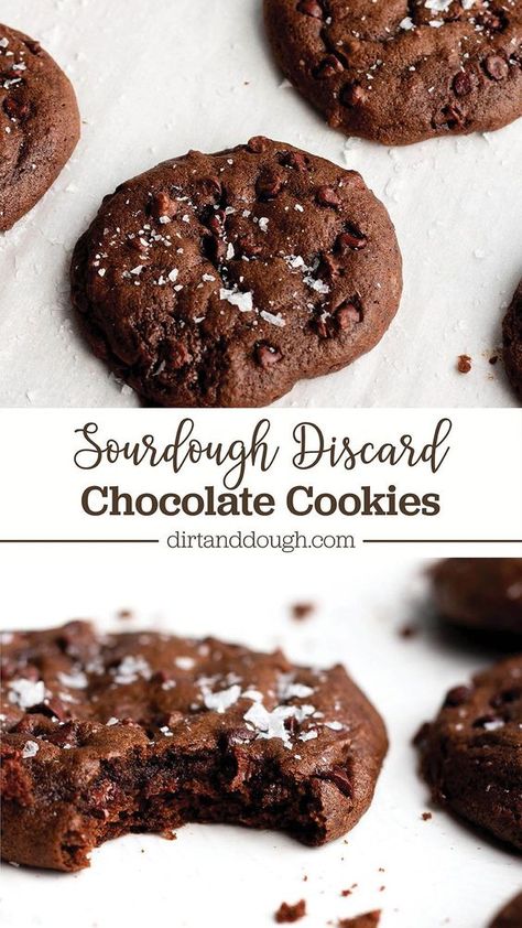 Little Spoon Farm Sourdough Discard Recipes, Sourdough Bar Cookies, Sour Dough Chocolate Cookies, Sourdough Discard Skillet Cookie, Sourdough Double Chocolate Cookies, Discard Dinner Recipes, Chocolate Sourdough Cookies, Sourdough Discard Chocolate Cookies, Sourdough Discard Deserts