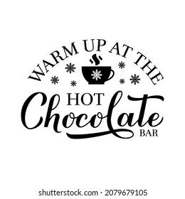 Hot chocolate bar calligraphy lettering isolated on white. Winter holidays party sign. Vector template for typography poster, banner, etc. Sticker Mood, Hot Chocolate Sign, Winter Holiday Party, Hot Chocolate Bar, Hot Cocoa Bar, Hot Chocolate Bars, Cocoa Bar, Photo Wedding Invitations, Poster Banner