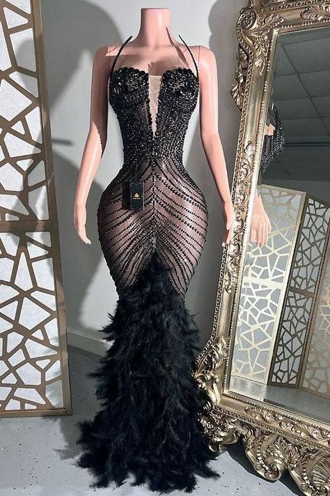 Feddass Masquerade Party Dresses, Luxury Gowns, Feather Prom Dress, Dance Ballroom, Black Ball Gown, Exquisite Gowns, Stage Costume, Prom Dress Shopping, Feather Dress