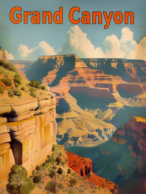 Welcome to our Vintage Grand Canyon Travel Poster listing! This remarkable digital print offers a nostalgic journey to one of the most awe-inspiring natural wonders of the world, the Grand Canyon, captured in a retro travel art style. Available for instant download, this high-quality printable travel poster allows you to bring the magnificence of the Grand Canyon into your home or office with ease. Print it on your choice of paper or canvas to suit your decor preferences. Grand Canyon Illustration, Grand Canyon Pictures, The Grand Canyon Photography, Grand Canyon Poster, Vintage Travel Posters Africa, Bryce Canyon National Park Poster, Trip To Grand Canyon, Retro Wall Decor, Park Art