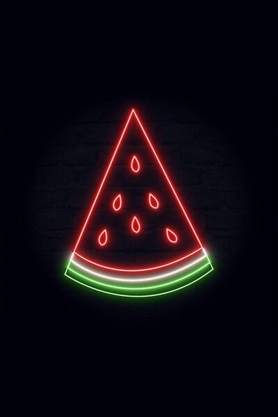 A cool neon vaporwave watermelon design. Cute Wallpapers Neon, Neon Paint Wallpaper, Watermelon Design, Neon Aesthetic Art, Vibrant Neon Aesthetic, Watermelon Phone Wallpaper, Neon Art Painting, Watermelon Wallpaper, Neon Light Wallpaper