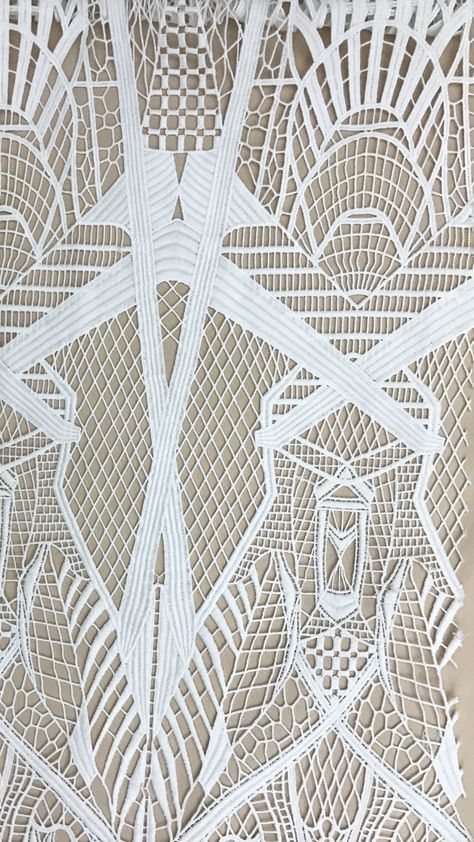 matte geometric Guipure lace for custom Anomalie wedding dress Geometric Lace Pattern, Geometric Lace Wedding Dress, Digital Lavender, Lace Clothing, Pearl Work, Lace Diy, Lace Bride, Geometric Lace, Geometric Wedding