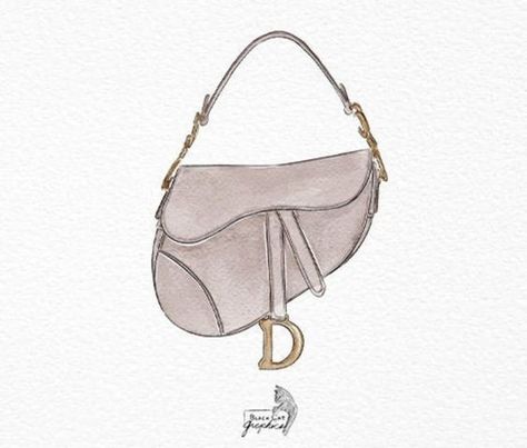 watercolor designer bag illustration Dior Saddle bag digital clipart Handbags Sketches, Lv Handbags Monogram, Sketch Model, Bag Drawing, Watercolor Branding, Easy Bag, Bag Illustration, Fashion Drawing Tutorial, Rose Tutorial