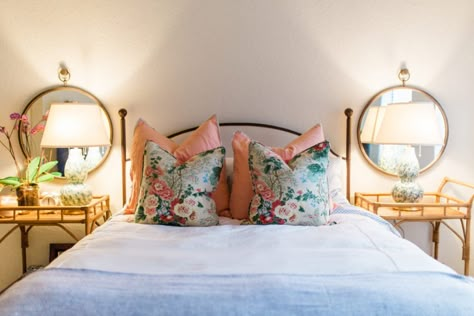 Home Tour Tuesday: The Guest Bedroom - House of Fancy Cinnamon Bedroom, Boutique Bedroom, Cottage Glam, Bedroom Linens, Bedroom Mirrors, Small Guest Bedroom, Pretty Bedroom, Bedroom Mirror, Guest Bed