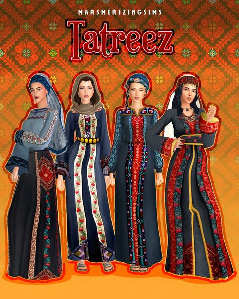 MARSMERIZINGSIMS — Tatreez (Public June 29th) Hijabi Sims 4, Sims 4 Cc Cultural Clothes, Native American Cc Sims 4, Sims 4 Cc Arabic Clothes, Sims 4 Cultural Cc, Sims 4 Middle Eastern Cc, Ts4 Medieval, 13th Century Clothing, Romanian Clothing