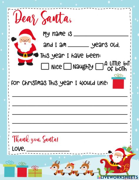 Letter To Santa For Toddlers, Kids Letter To Santa Printable, Preschool Letter To Santa, Diy Santa Letter To Kid, Elf On The Shelf Letter To Santa, Free Santa Letter Printable, Santa Letters To Kids Free Printable, Letter To Santa Free Printable, Free Santa Letter Template