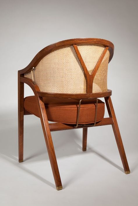 edward wormley Cane Back Barrel Chair, Cane Dining Chairs 1stdibs, Vintage Cane Dining Chairs, Bentwood Cane Chairs, Luxury Chair Design, Walnut Dining Room, Rattan Throne Chair, Bauhaus Furniture, Seating Design