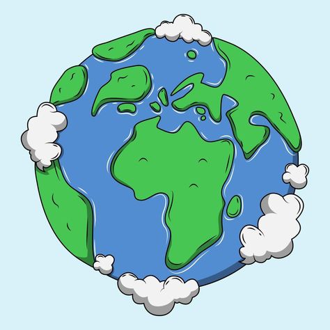 Earth Icon, Map Earth, World Cartoon, Earth Map, Earth Globe, World Globe, Light Blue Background, Cartoon Drawing, Design Web