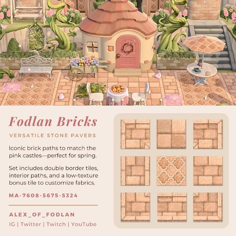 Alex Of Fodlan, Castle Parts, Brick Path, Brick Paving, Path Ideas, Pink Castle, Path Design, Palm Spring, Animal Crossing Pocket Camp