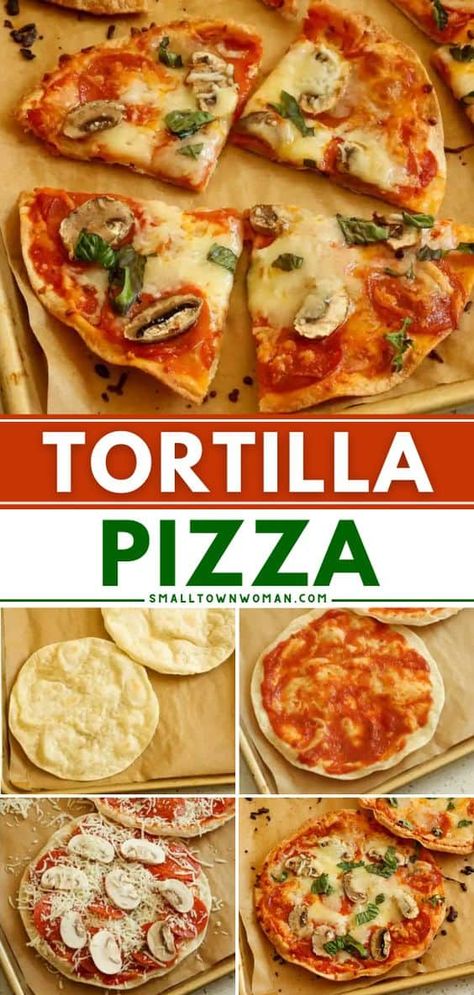 Flour Tortilla Pizza, Homemade Pizza Recipe Easy, Dinner Recipes Healthy Low Carb, Tortilla Pizza, Easy Homemade Pizza, Tortilla Recipe, Pizza Recipes Homemade, Losing 40 Pounds, Pizza Night