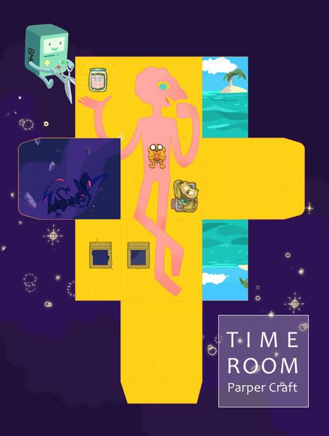 The Time Room Paper Craft (PDF Download) I'm glad if you enjoyed it. (^▽^) Adventure Time Gift, Adventure Time Crafts, Adventure Time Birthday, Minimal Tattoo Designs, Adventure Time Cartoon, Paper Toys Template, Paper Doll Template, Bee And Puppycat, Adventure Time Art