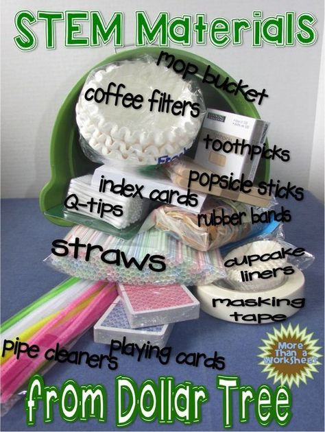 Dollar Tree Kindergarten Ideas, Stem Engineering Projects, Stem Supplies, Makers Space, Stem Bins, Homeschool Stem, Kindergarten Stem, Stem Engineering, Tree Stem