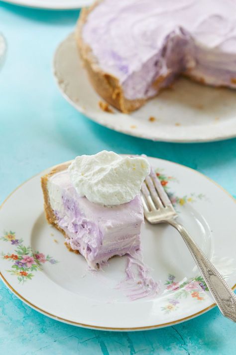 Ube Cheesecake Recipe, Ube Desserts, Ube Dessert Recipe, Ube Cheesecake, Purple Pie, Cheesecake With Whipped Cream, Recipes Cheesecake, Bigger Bolder Baking, Baking Cookbooks