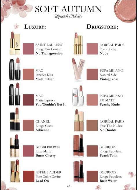 Soft Autumn Lipstick, Thanksgiving Apple Cider, Deep Autumn Makeup, Beauty Recommendations, Muted Summer, Soft Autumn Makeup, Capsule Clothing, Autumn Deep, Soft Autumn Deep