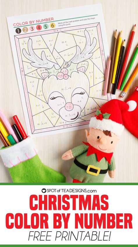 Elf Math, Christmas Color By Number, Free Printable Activities, Tea Design, An Elf, Activity Sheets, Addition And Subtraction, Printable Activities, The Elf