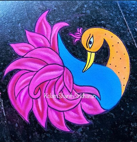 #shanthisridharankolam #rangoli #kolam #simplerangoli #rangolishanthi #simplekolam #peacock #diy #diyhomedecor #diyideas Small Rangoli Design Peacock, Simple Rangoli Designs Peacock, Easy Peacock Rangoli Designs, Big Peacock Rangoli Designs, Easy Peacock Rangoli, Very Easy Rangoli Designs Peacock, Cartoons Rangoli Design, Cartoons Rangoli, 3d Rangoli