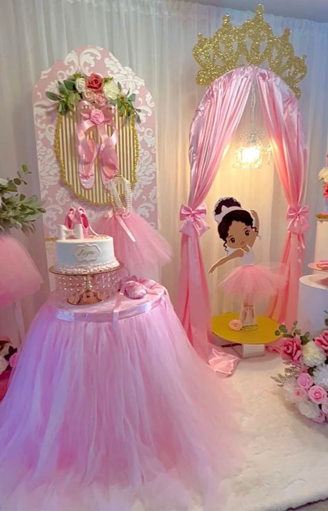 Ballerina princess theme Baby Shower Party Ideas | Photo 1 of 20 | Catch My Party Princess Theme Decorations Ideas, Ballerina Themed Birthday Party Backdrop, Tutu Cute Baby Shower Theme, Princess Birthday Decoration Ideas, Ballerina Theme Baby Shower Ideas, Ballerina Baby Shower Ideas, Princess Theme Baby Shower Ideas, Ballerina Backdrop, Princess Baby Shower Theme