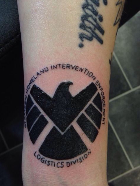 Agents of SHIELD tattoo Agents Of Shield Tattoo, Agent Booth, Shield Tattoo, Marvel Tattoos, Moth Tattoo, Agents Of Shield, Body Modifications, S Tattoo, Piercing Tattoo