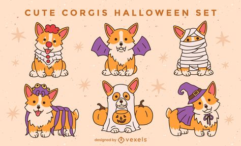 Corgi Ghost Drawing, Halloween Dogs Art, Halloween Dog Illustration, Halloween Dog Drawing, Lab Decorations, Corgi Halloween, Halloween Pets, Dog Characters, Ghost Silhouette