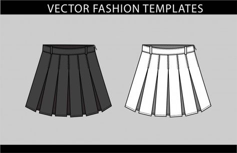 Pleated mini skirt fashion flat sketch t... | Premium Vector #Freepik #vector #woman #beauty #clothes #lady Tennis Skirt Drawing, Mini Skirt Technical Drawing, Pleated Skirt Technical Drawing, Mini Skirt Sketch, Pleated Skirt Flat Sketch, Pleated Skirt Illustration, Pleated Skirt Sketch, Skirt Flat Drawing, Pleated Skirt Drawing