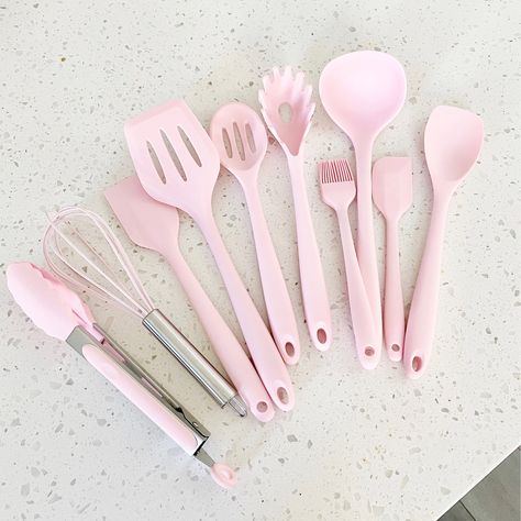 Blush Pink Cooking Utensils Girly Kitchen Decor, Pink Kitchen Utensils, G Kitchen, Pink Utensils, Pink Kitchen Decor, Girl Apartment Decor, Pastel Kitchen, Girly Apartments, Pink Living Room