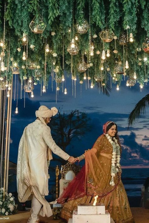 Aishwarya Mohanraj, Sikh Wedding Photography, Indian Wedding Decorations Receptions, Mandap Design, Destination Wedding Decor, Wedding Entrance Decor, Lights Wedding Decor, Beachside Wedding, Mandap Decor