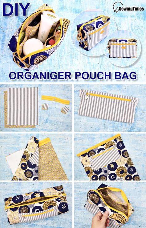 Diy Makeup Pouch Bag, Makeup Pouch Sewing, Diy Pouches, Makeup Pouch Diy, Hand Bags Ideas, Makeup Bag Pattern, Toiletry Bag Pattern, Diy Organizer, Diy Sewing Gifts