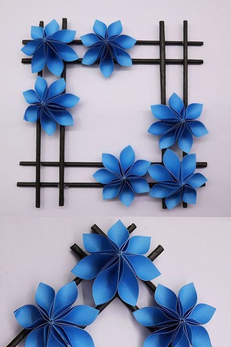 Beautiful paper Flowers making Video - DIY paper Wall Hanging - DIY paper Handmade Craft - Easy paper Flowers making Tutorial - Room Decor and home Decor Ideas. #Flowers #Handmade #WallHanging Flower Wall Decor Diy, Diy Wall Hanging Crafts, Handmade Wall Hangings, Paper Flowers Diy Easy, Paper Flower Garlands, Easy Diy Room Decor, Paper Flower Art, Easy Paper Flowers, Paper Wall Hanging