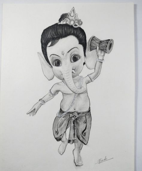 Bal Ganesha drawing by Hiraman Bacche Bal Ganesha Sketch, Lord Ganesha Pencil Sketch, Bal Ganesha Drawing, Bal Ganesh Drawing, Sketch With Pencil, Bal Ganesha, God Sketch, Draw Outline, Ganesha Sketch